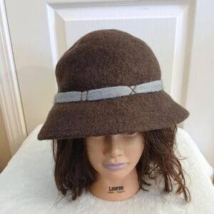 Handmade Felted Brown 100% Wool Cloche Hat by ACP Nepal Boho Coquette Cottage
